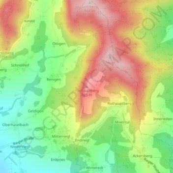 Topografische kaart Rothauptberg, hoogte, reliëf
