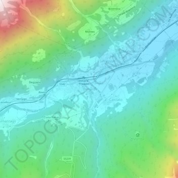 Topografische kaart Dimaro, hoogte, reliëf