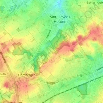 Topografische kaart Cotthem, hoogte, reliëf