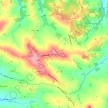 Topografische kaart Vieux Crubelets, hoogte, reliëf