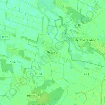 Topografische kaart Flettmar, hoogte, reliëf