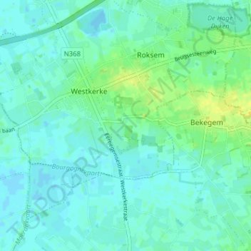 Topografische kaart De Zandkobbe, hoogte, reliëf