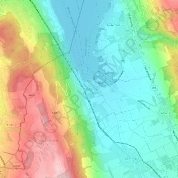 Topografische kaart Mosen, hoogte, reliëf