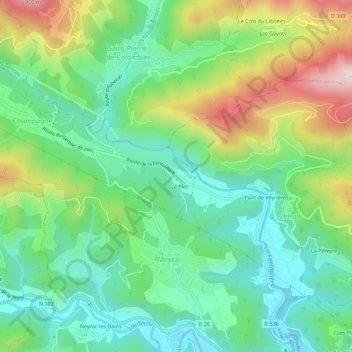 Topografische kaart Le Plot, hoogte, reliëf