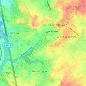 Topografische kaart Weert, hoogte, reliëf