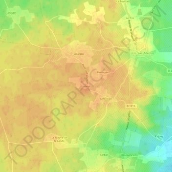 Topografische kaart Ludeye, hoogte, reliëf