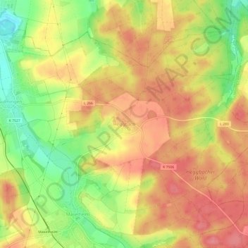 Topografische kaart Heggbach, hoogte, reliëf