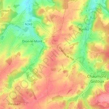 Topografische kaart Tout-Vent, hoogte, reliëf