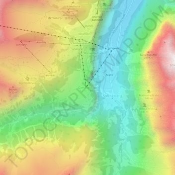 Topografische kaart Gimmelwald, hoogte, reliëf