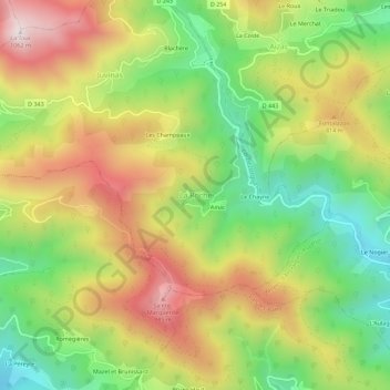 Topografische kaart La Roche, hoogte, reliëf