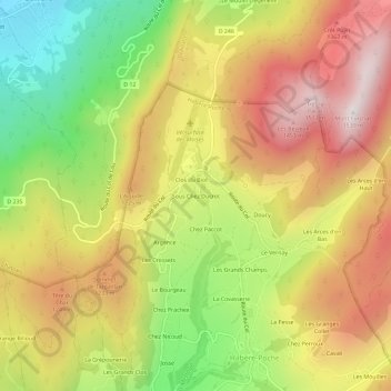Topografische kaart Sous Chez Ducrot, hoogte, reliëf