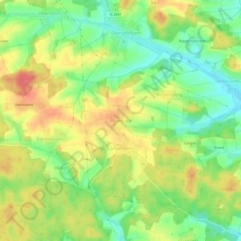 Topografische kaart Plixenried, hoogte, reliëf