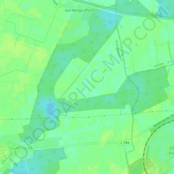 Topografische kaart Gräseberge, hoogte, reliëf