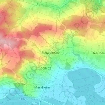 Topografische kaart Schweinspoint, hoogte, reliëf