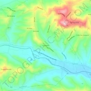 Topografische kaart Cavatassi, hoogte, reliëf