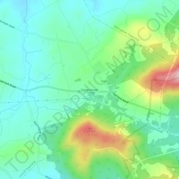 Topografische kaart Stevenstown, hoogte, reliëf