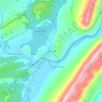 Topografische kaart Canoe Creek, hoogte, reliëf