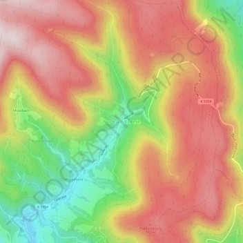 Topografische kaart Nordrach-Kolonie, hoogte, reliëf