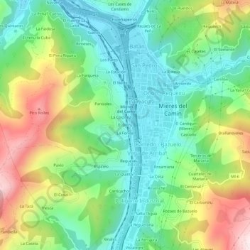 Topografische kaart El Discu, hoogte, reliëf
