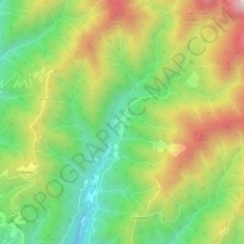 Topografische kaart Piastroso, hoogte, reliëf
