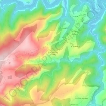Topografische kaart A Armada do Cando, hoogte, reliëf