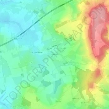 Topografische kaart Le Plessis, hoogte, reliëf