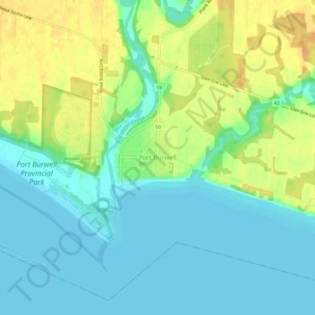 Topografische kaart Port Burwell, hoogte, reliëf
