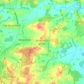 Topografische kaart Wivelsfield Green, hoogte, reliëf