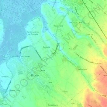 Topografische kaart Ribas, hoogte, reliëf