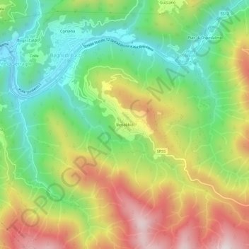 Topografische kaart Benabbio, hoogte, reliëf