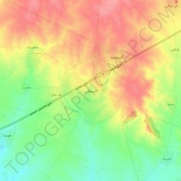 Topografische kaart Al Rumailan, hoogte, reliëf
