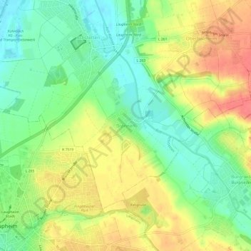 Topografische kaart Bronnen, hoogte, reliëf