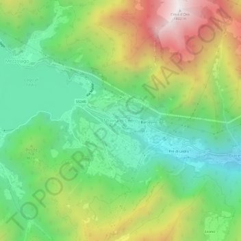 Topografische kaart Molina di Ledro, hoogte, reliëf