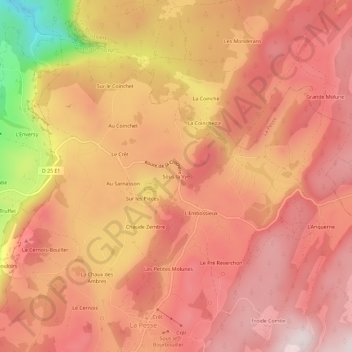Topografische kaart Sous la Vye, hoogte, reliëf