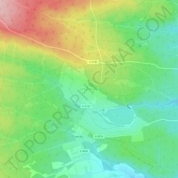 Topografische kaart Unterbränd, hoogte, reliëf