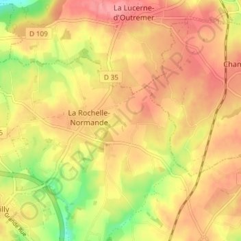 Topografische kaart L'Anquetillière, hoogte, reliëf