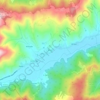 Topografische kaart Morra, hoogte, reliëf