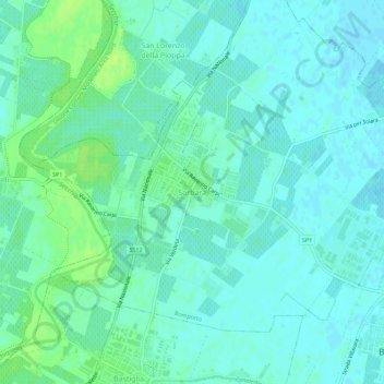 Topografische kaart Sorbara, hoogte, reliëf