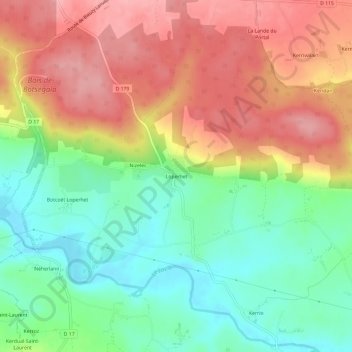 Topografische kaart Loperhet, hoogte, reliëf