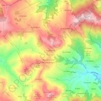Topografische kaart Cortevedola, hoogte, reliëf