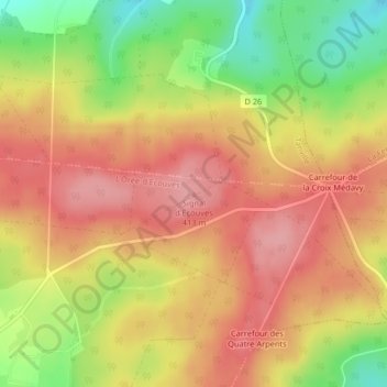 Topografische kaart Signal d'Ecouves, hoogte, reliëf