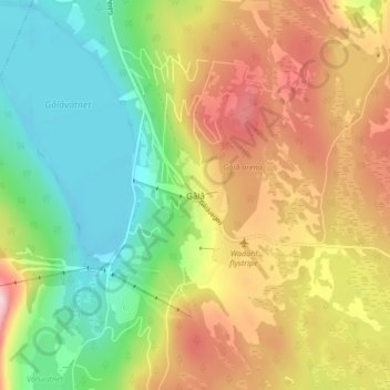 Topografische kaart Gålå, hoogte, reliëf