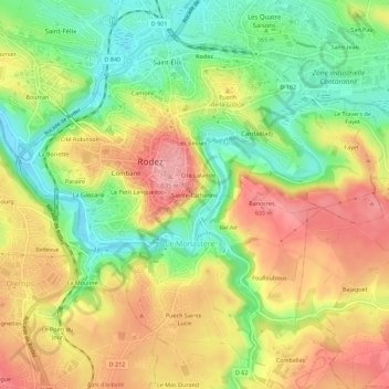 Topografische kaart Sainte-Catherine, hoogte, reliëf