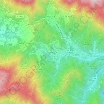 Topografische kaart Bardalone, hoogte, reliëf