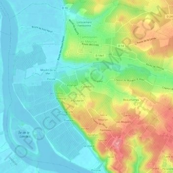 Topografische kaart Cavaillac, hoogte, reliëf