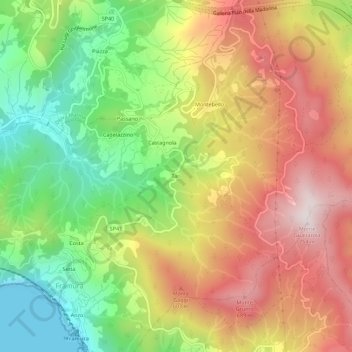Topografische kaart Tarì, hoogte, reliëf