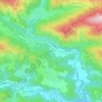 Topografische kaart Le Plot, hoogte, reliëf