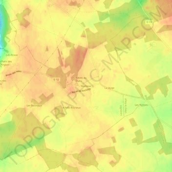 Topografische kaart Rocheux, hoogte, reliëf