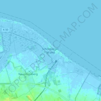 Topografische kaart Schönberger Strand, hoogte, reliëf