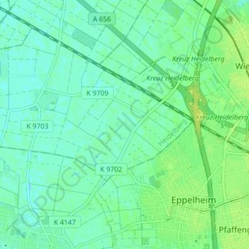 Topografische kaart Hessenhöfe, hoogte, reliëf